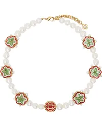 Casablanca Paris White & Gold Gradient Flower Short Necklace Pearl