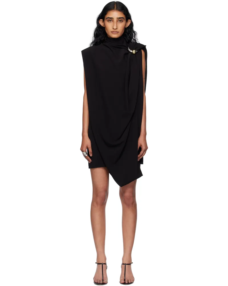Jean Paul Gaultier Black Draped Jersey Minidress 00