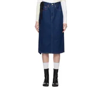 Indigo Wrap Denim Midi Skirt