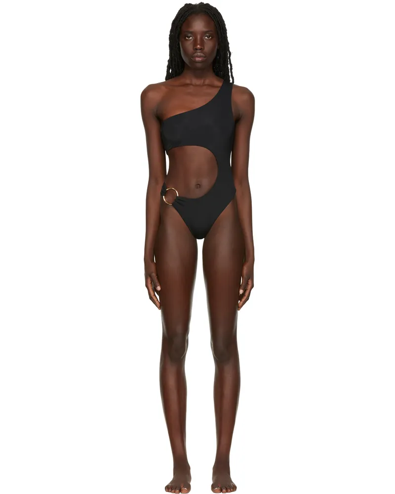 Louisa Ballou Black Half Moon One-Piece Swimsuit Black