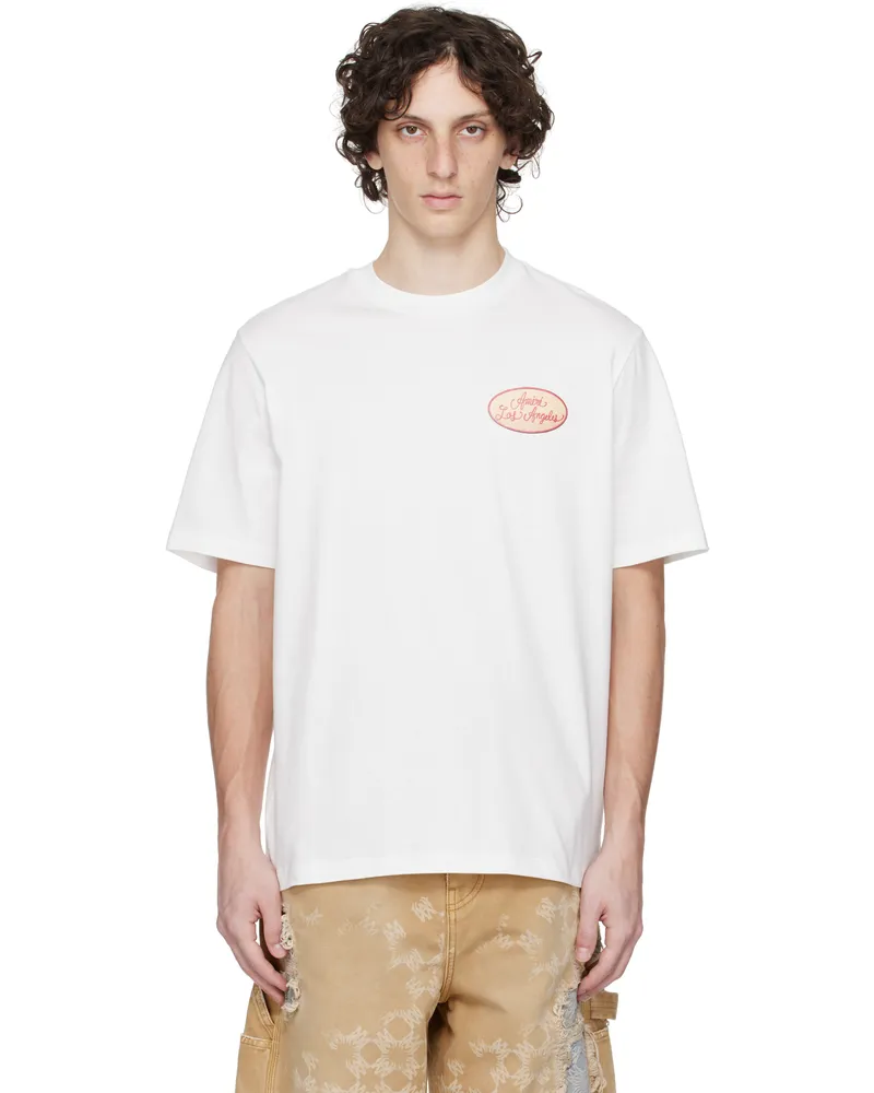 Amiri White Station Patch T-shirt Ivory
