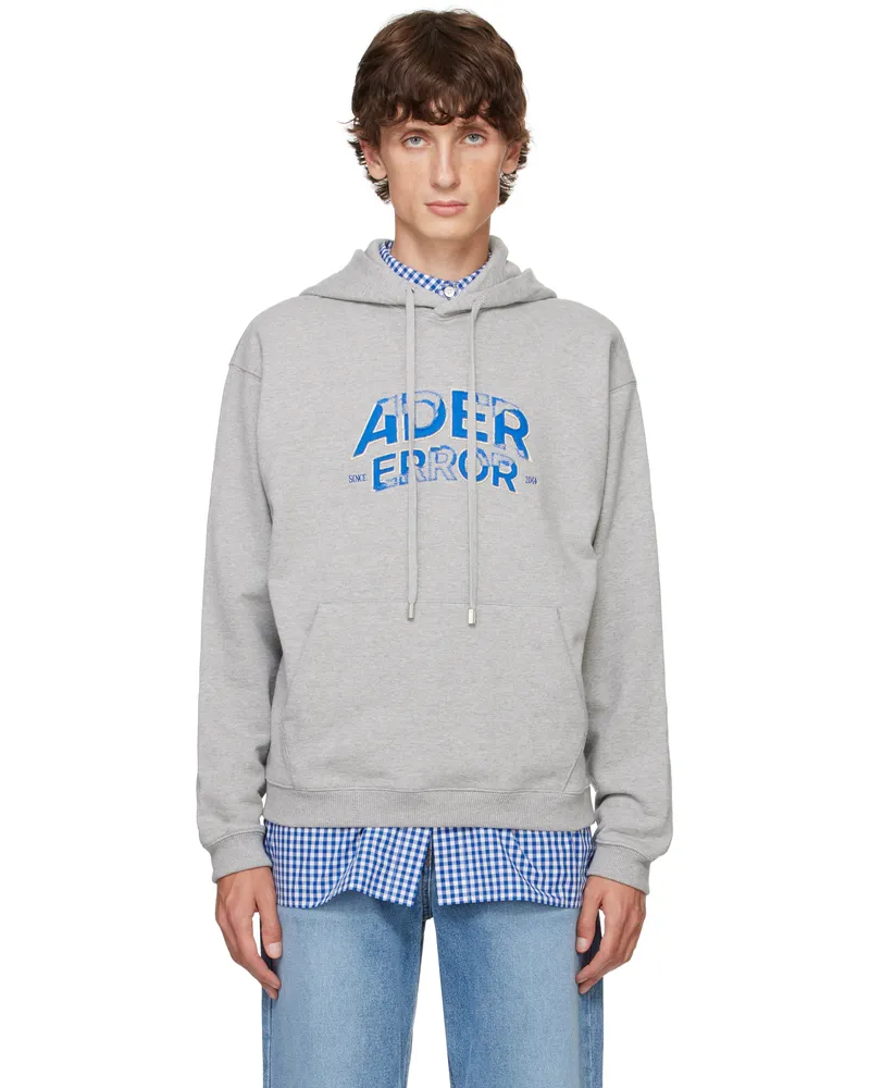 Adererror Gray Embroidered-Logo Hoodie Grey
