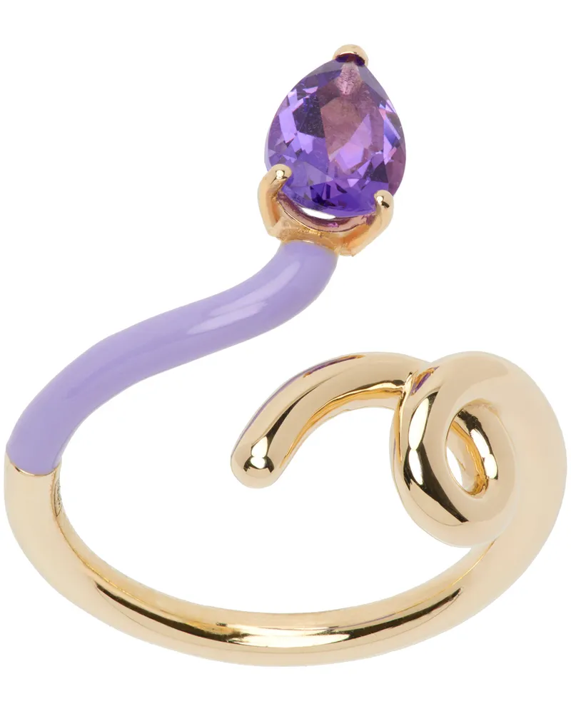 Bea Bongiasca Gold & Purple Vine Ring Amethyst