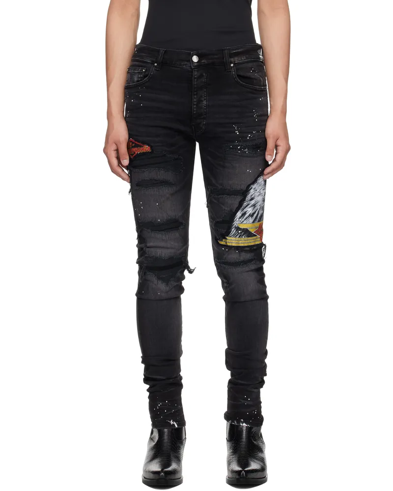 Amiri Black MA Cement Thrasher Skinny Jeans Faded