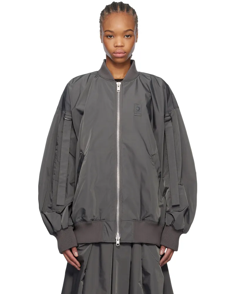 Yohji Yamamoto Gray R-Belted Bomber Jacket 1