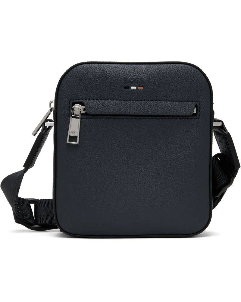 HUGO BOSS Navy Grained Faux-Leather Reporter Bag 413-navy