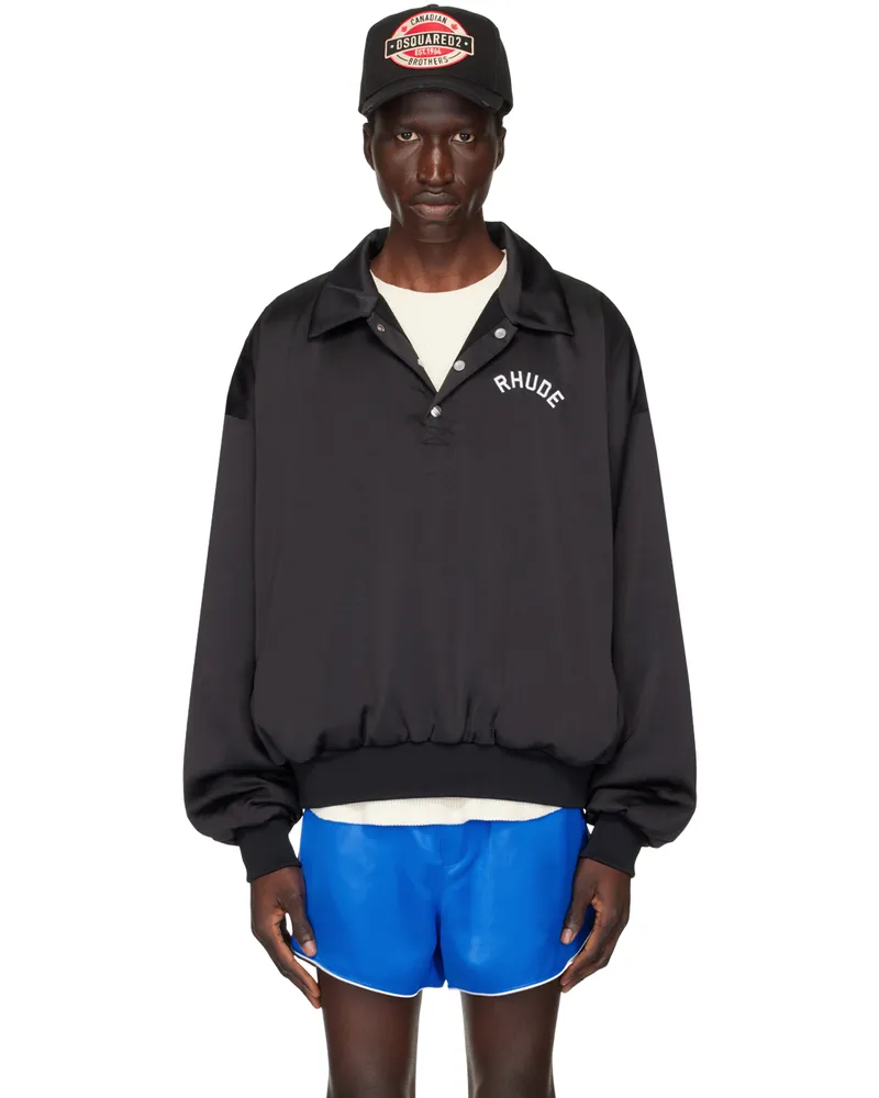 RHUDE Black Vintage Rugby Polo Black