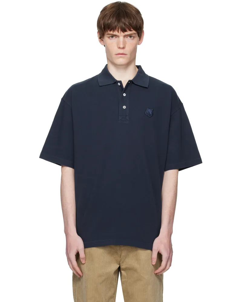 Kitsuné Navy Bold Fox Head Patch Oversize Polo 0413