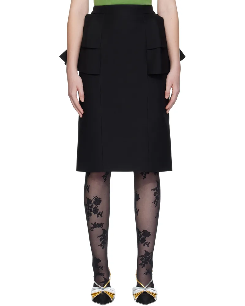 Valentino Garavani Black Crepe Couture Midi Skirt 0no