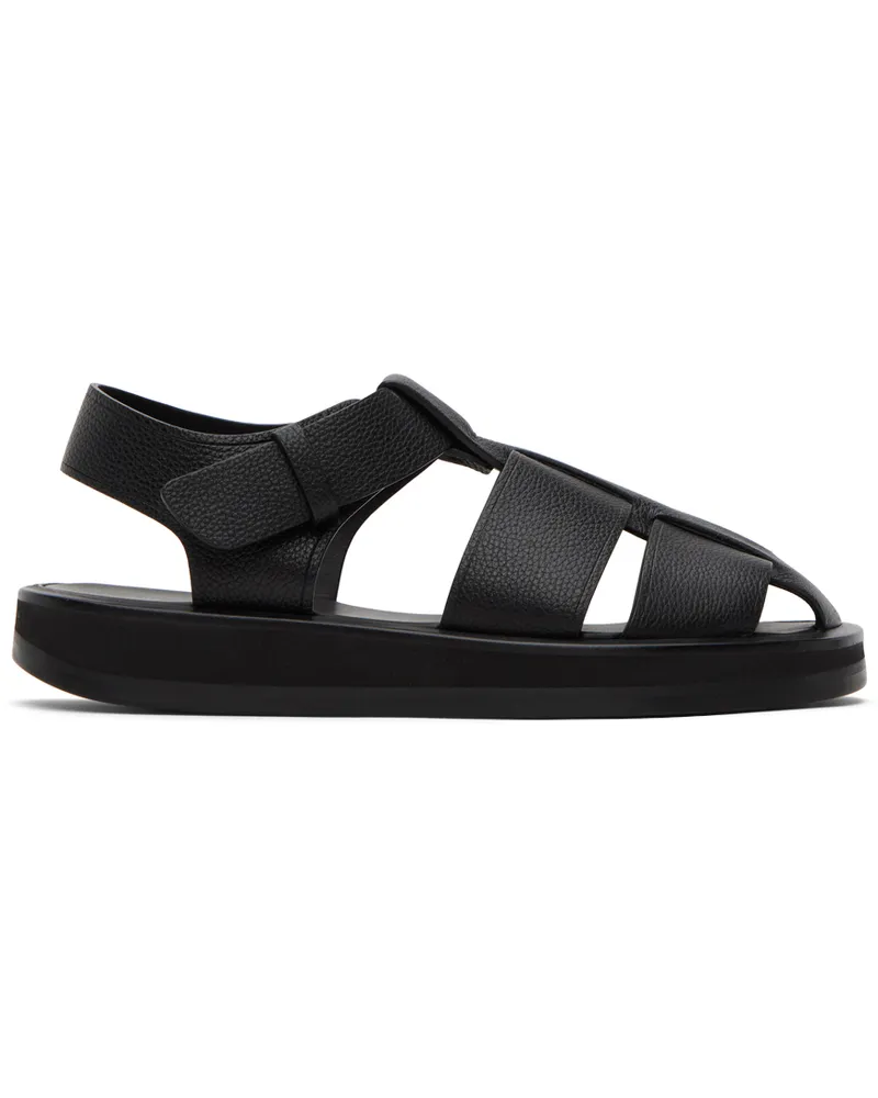 The Row Black Fisherman Sandals Black