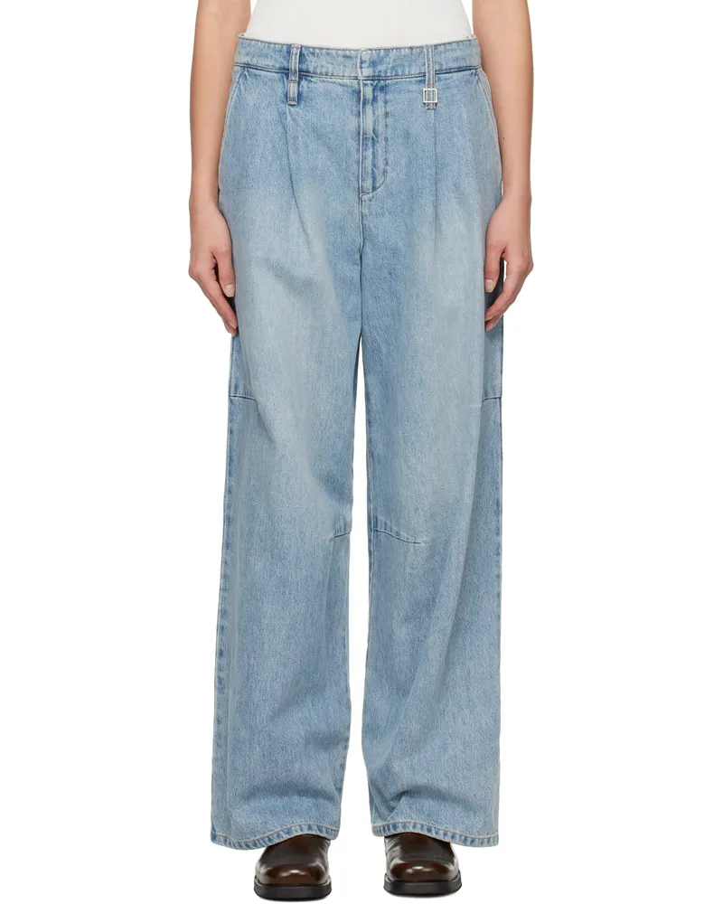 Wooyoungmi Blue One-Tuck Wide Jeans Blue