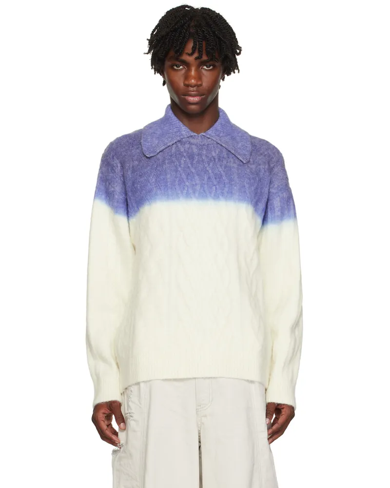 Adererror Blue & Off-White Gradient Polo Ivory