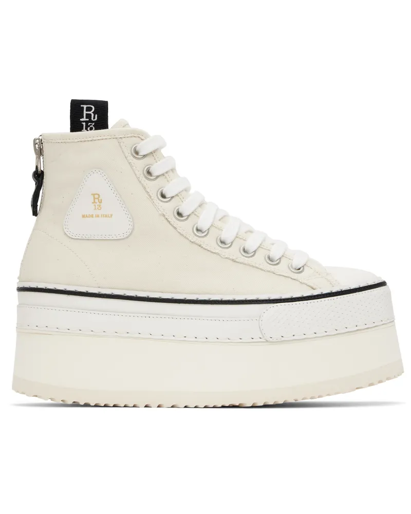 R13 Off-White Courtney Platform High Top Sneakers Ecru