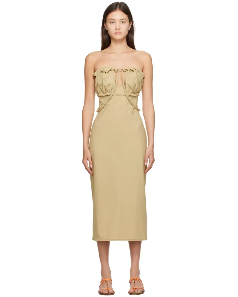 Jacquemus Khaki Le Raphia 'La Robe Bikini' Midi Dress 530