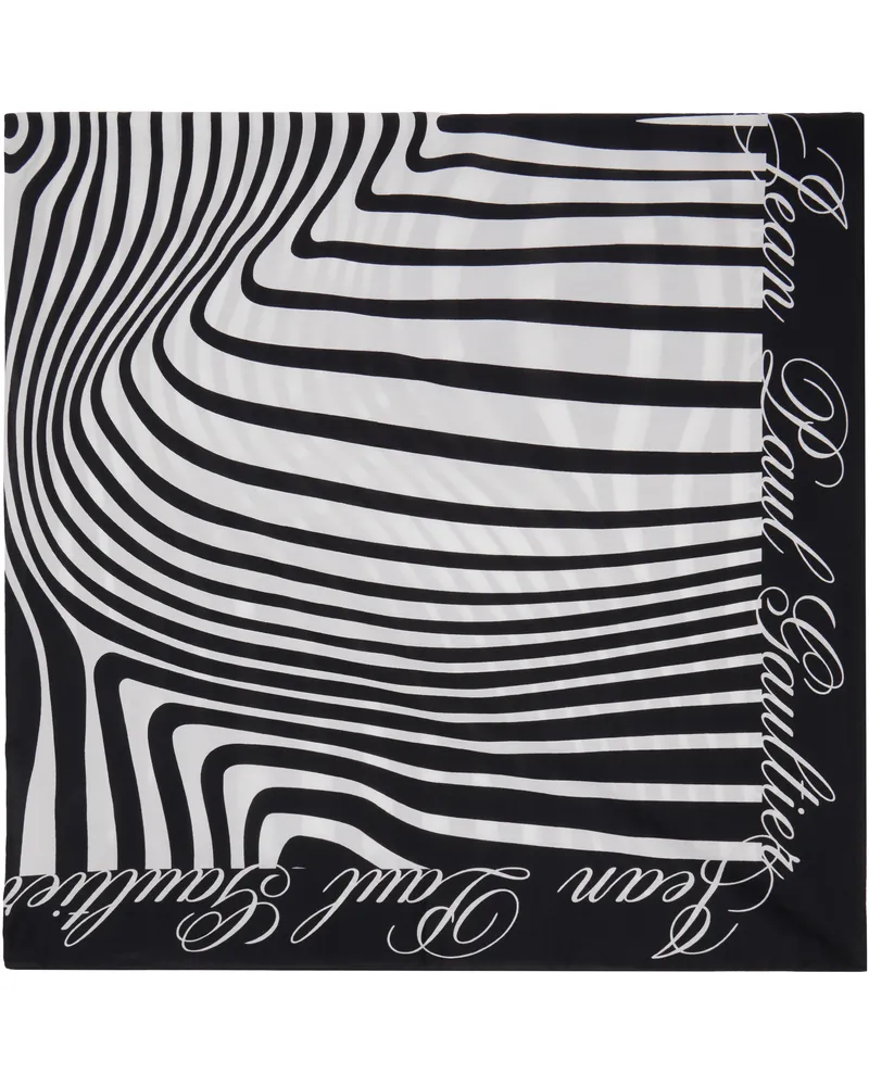 Jean Paul Gaultier Black & White Pareo Printed Mariniere Body Morphing Scarf 0100-white