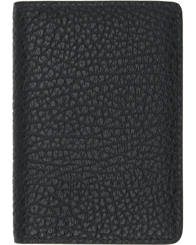 Maison Margiela Black Slim 2 Grainy Leather Card Holder T8013