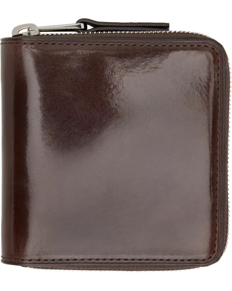 Christophe Lemaire Burgundy Patina Zip Compact Bi Fold Wallet Br512