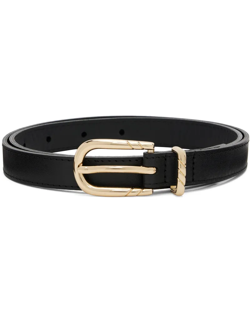 Ernest W. Baker Black Skinny Leather Belt Black