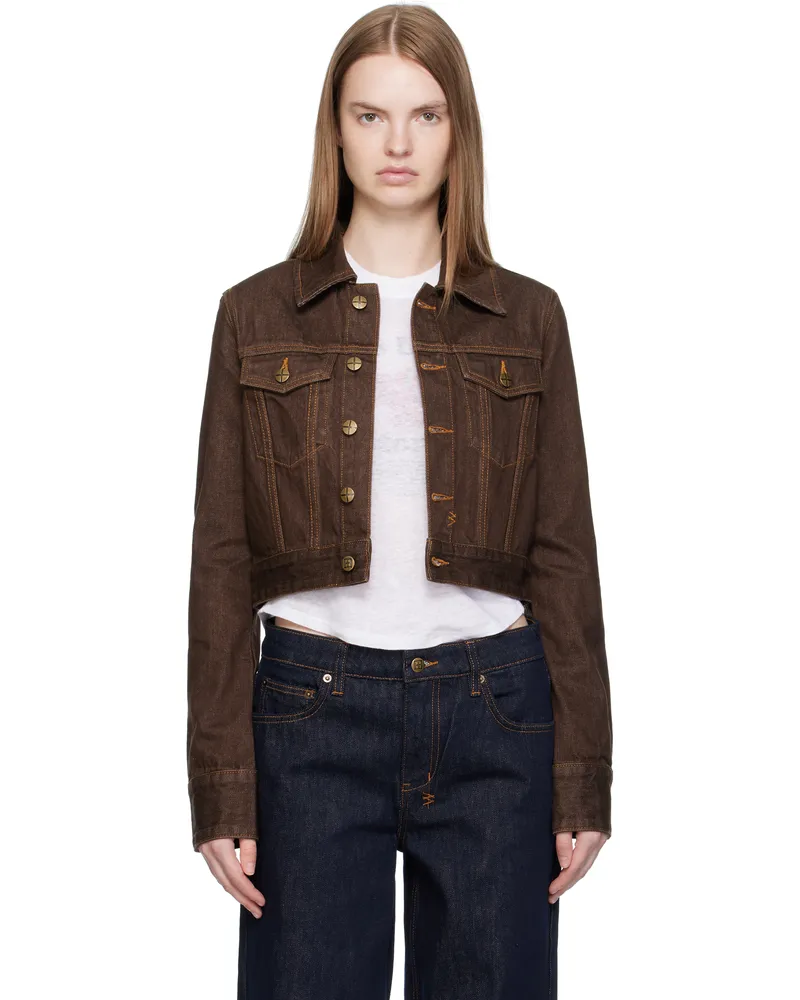 ksubi Brown Slim Denim Trucker Jacket Brown