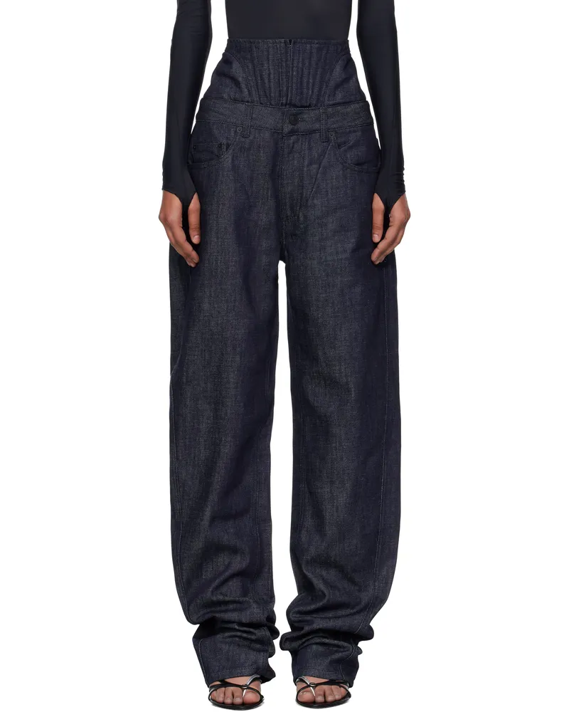 Thierry Mugler Blue High-Waisted Corset Jeans Rd600