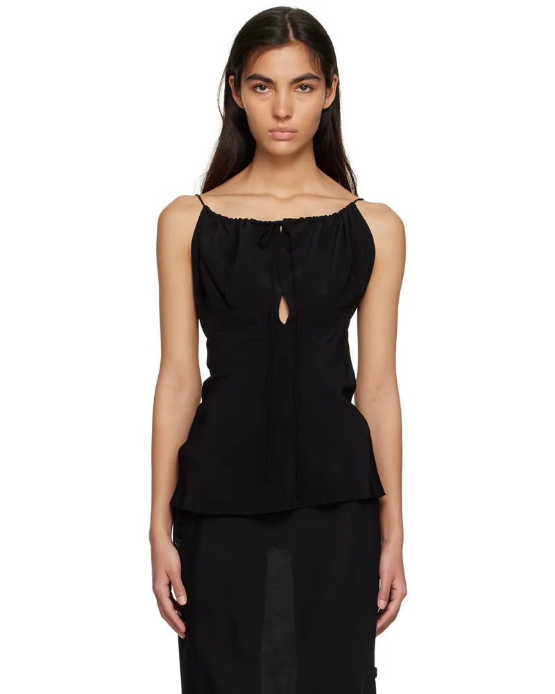 Totême Black Gathered Tank Top 200