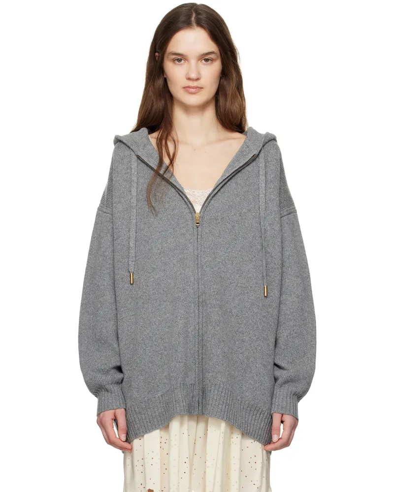 Chloé Gray Oversized Zipped Hoodie 012