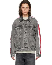 HUGO BOSS Gray Grosgrain Denim Jacket 031-medium