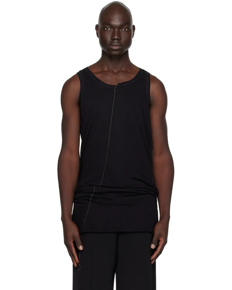 NICOLAS ANDREAS TARALIS Black Loose Thread Tank Top 0