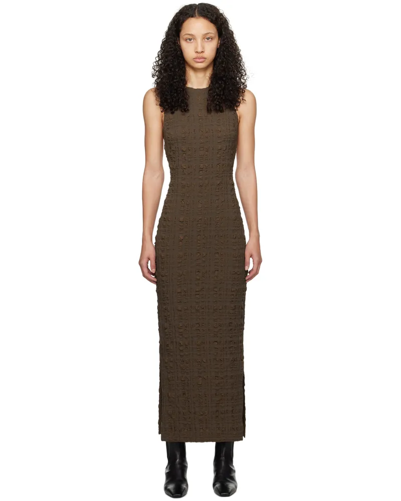 Nanushka Brown Sterre Midi Dress Dark
