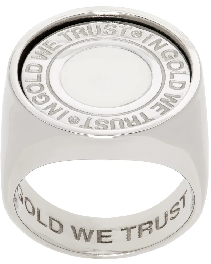 In Gold We Trust Paris Silver Round Signet Ring Palladium