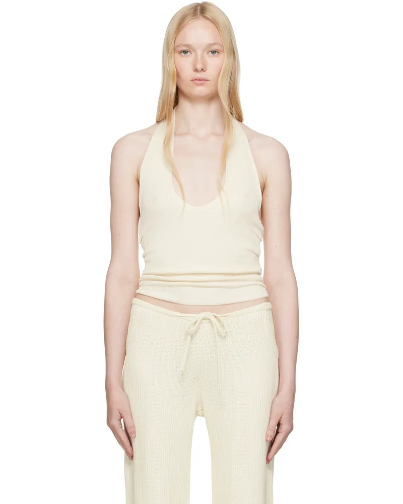 Aya Muse Off-White Knit Halter Top Cream