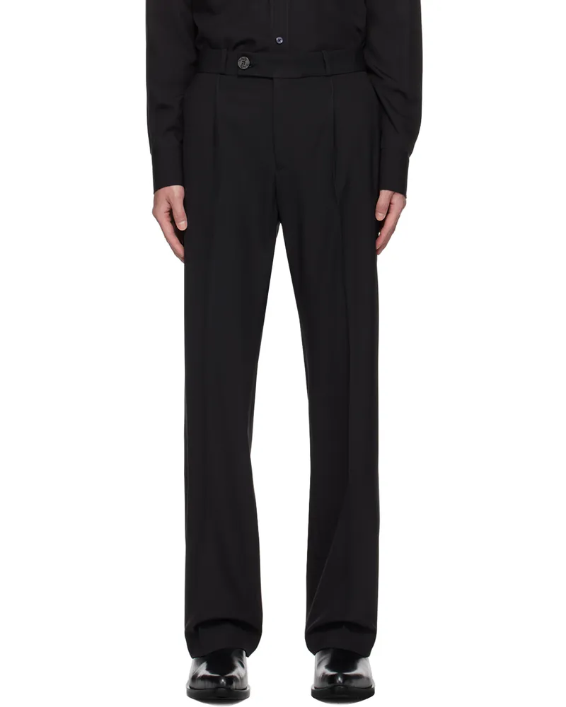 Ernest W. Baker Black Pleated Trousers Black
