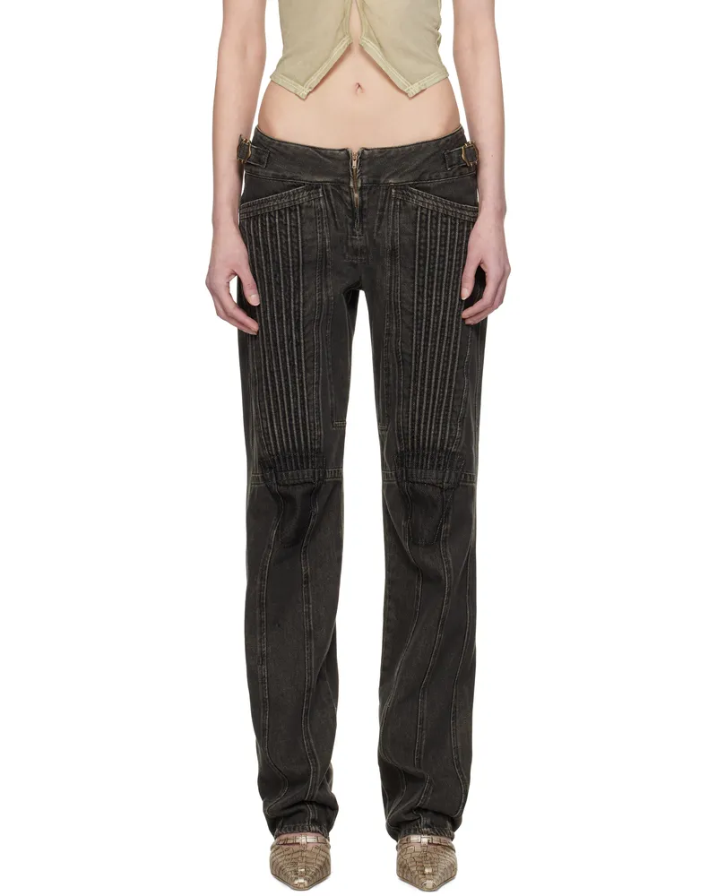 Charlotte Knowles Black Corded Straight Jeans Black