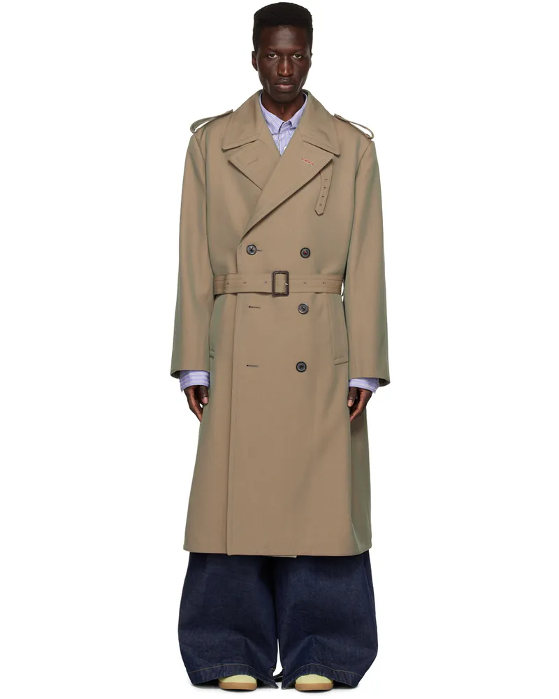Maison Margiela Gray Double-Breasted Trench Coat 154