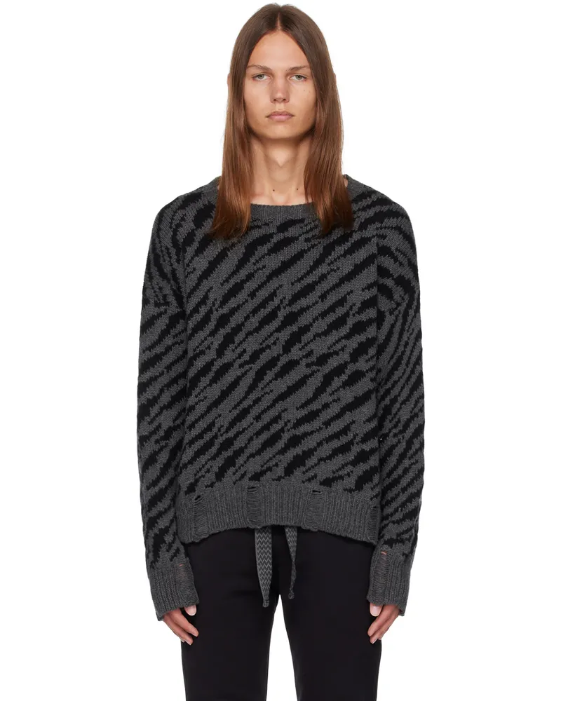 RHUDE Black & Gray Zebra Sweater Black