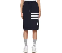 Navy 4-Bar Midi Skirt