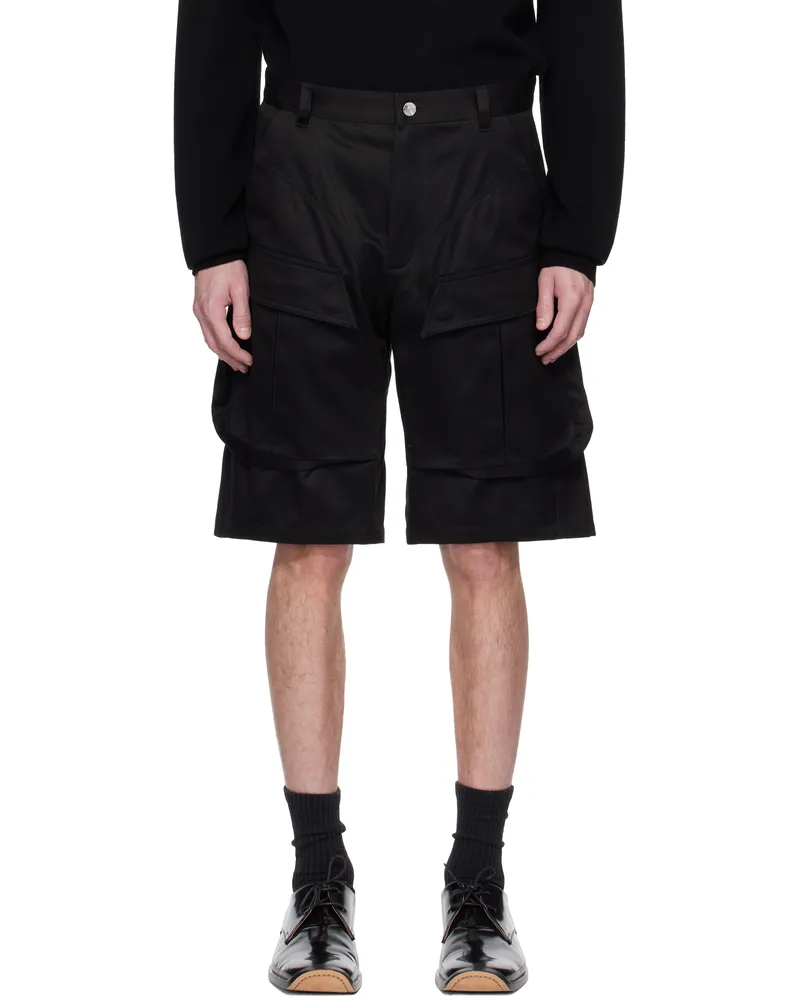 Thierry Mugler Black Relaxed-Fit Cargo Shorts 1999