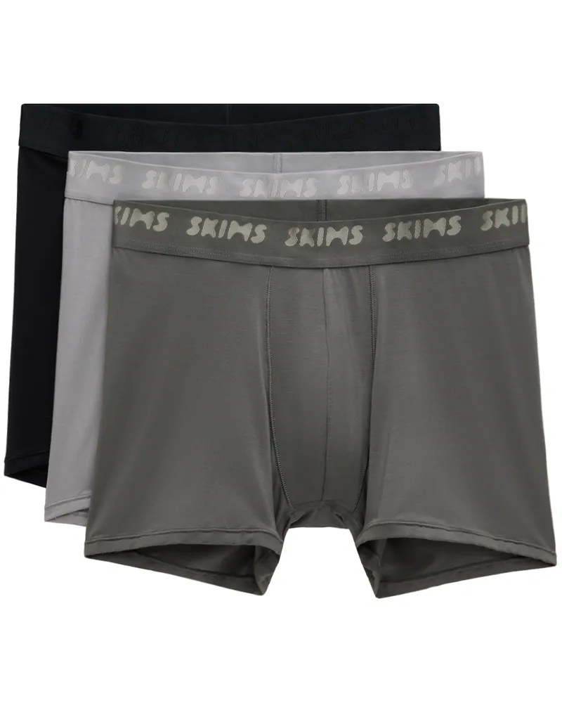 SKIMS Three-Pack Multicolor SKIMS Stretch 3 Boxer Briefs Gunmetal