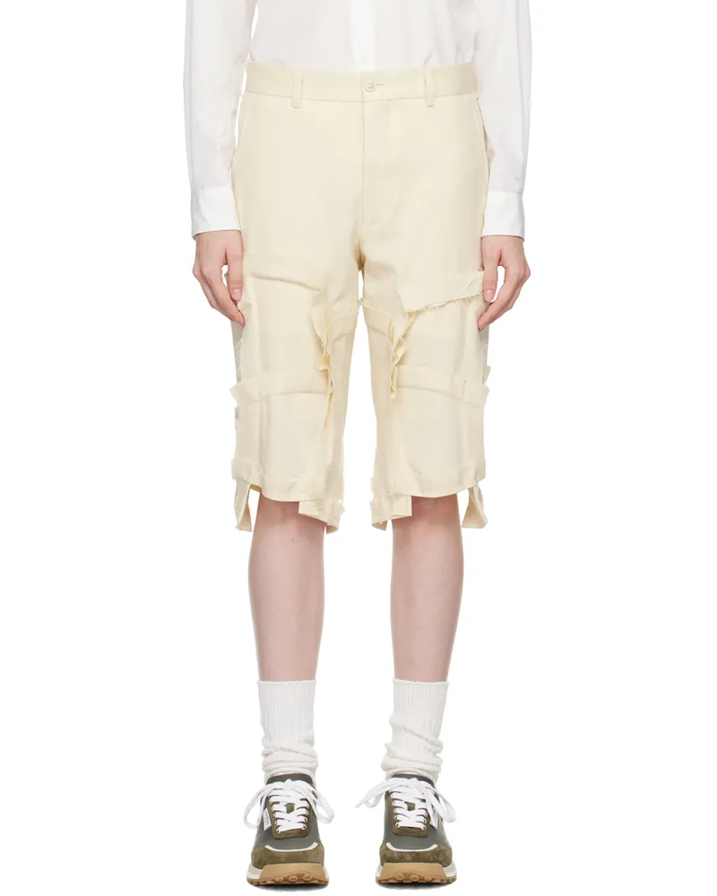 Comme des Garçons Off-White Frayed Edge Shorts 1