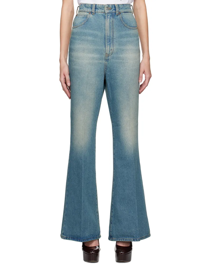 Victoria Beckham Blue Wide Leg Kick Jeans Tinted