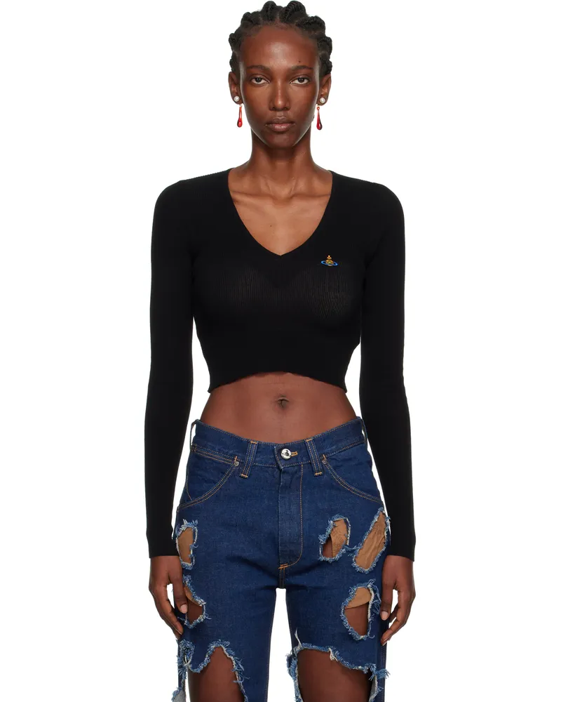 Vivienne Westwood Black Bea Cropped Sweater N401