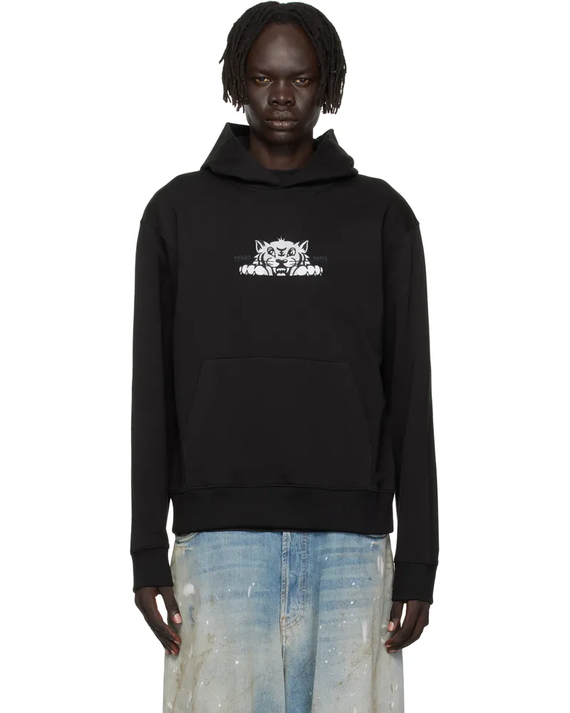 Kenzo Black Kenzo Paris 'KENZO Happy Tiger' Embroidered Hoodie Black