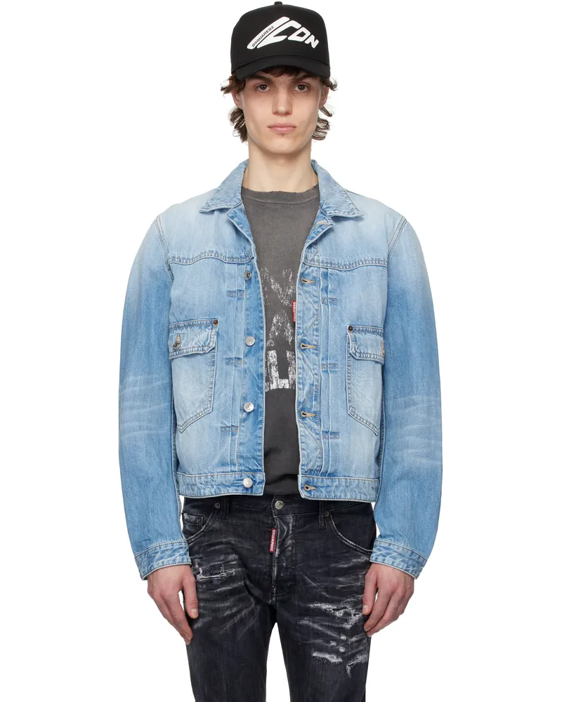 Dsquared2 Blue Heritage Boxy Jean Denim Jacket Navy