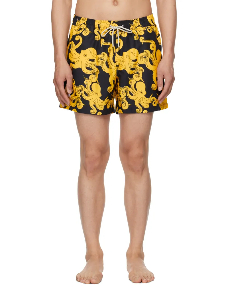 OAS Black & Yellow Octo Swim Shorts Black