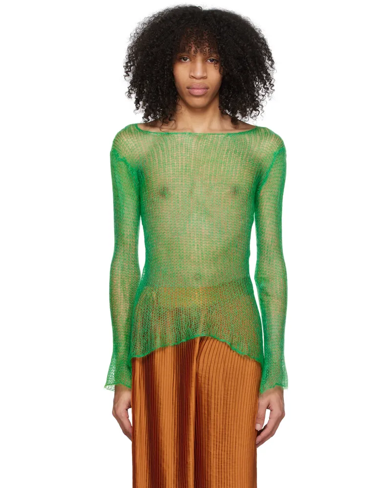 Lukhanyo Mdingi Green Boat Neck Sweater Aqua