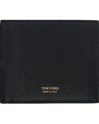 Tom Ford Black Grain Leather Classic Bifold Wallet Black