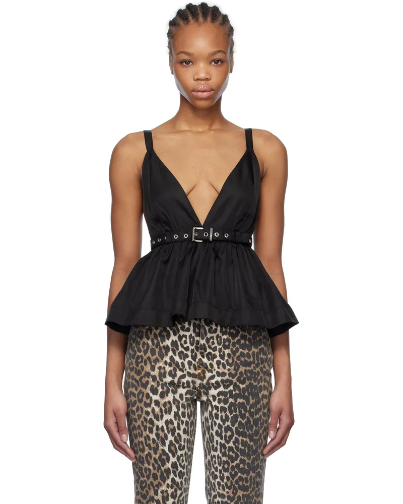 Ganni Black Duchesse Nylon Strap Top 099