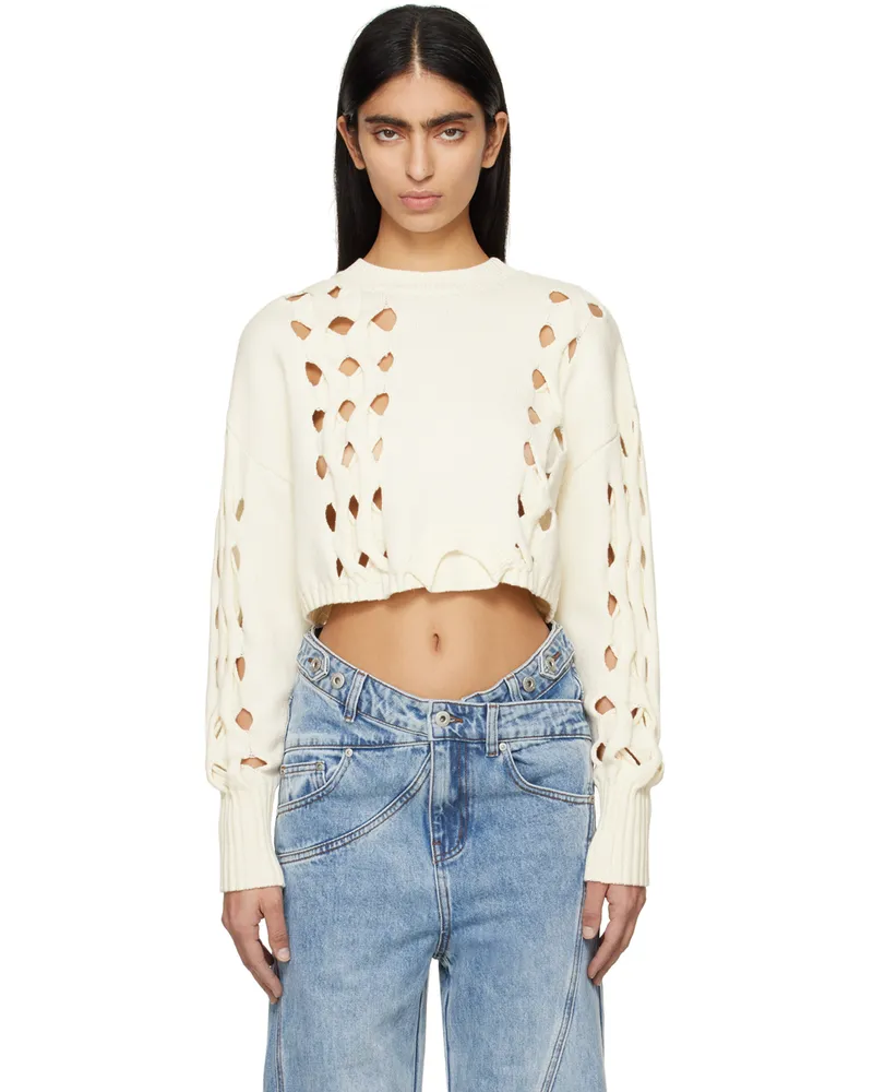 Feng Chen Wang Off-White Cutout Sweater White