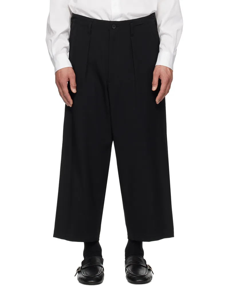 Yohji Yamamoto Black Wool Gabardine R Coin Pocket Trousers 2