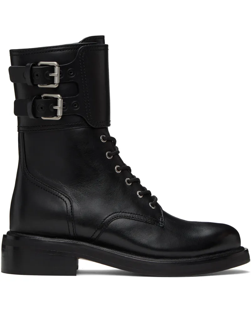 Rag & Bone Black RB Moto Lace-Up Boot Blk